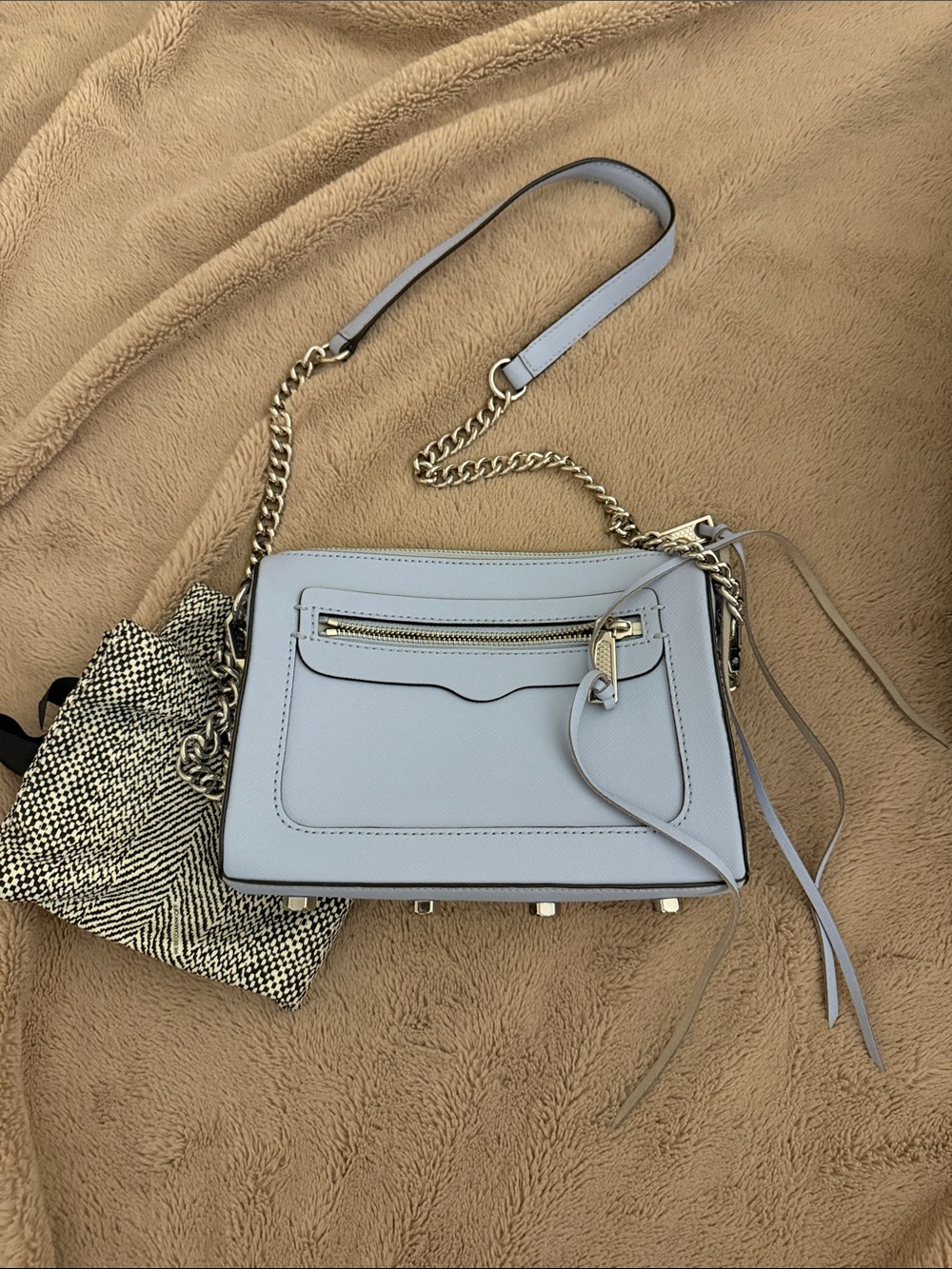 Rebecca Minkoff Light Blue Leather Crossbody with Gold Hardware